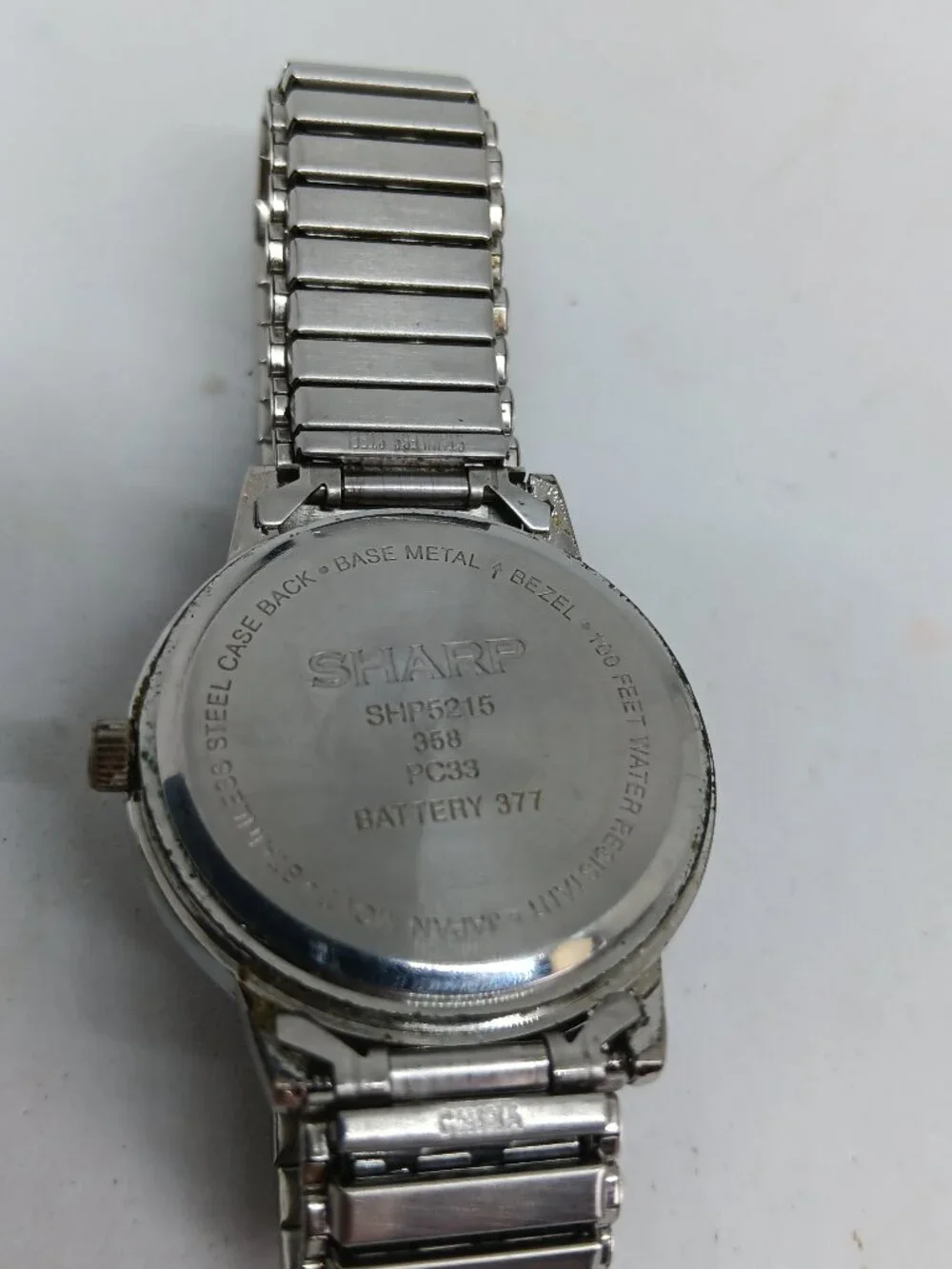 VINTAGE 1990s Sharp SHP5215 Mens 38mm Silver Tone Japanese Quartz Day/Date Watch